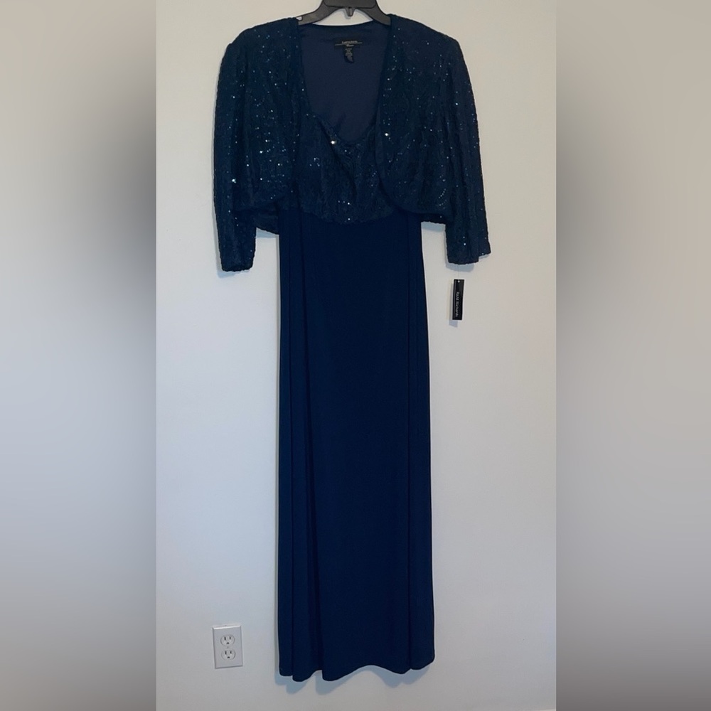 R&M Richards Dress 2 Piece Set Navy Blue Plus Size 16W NEW